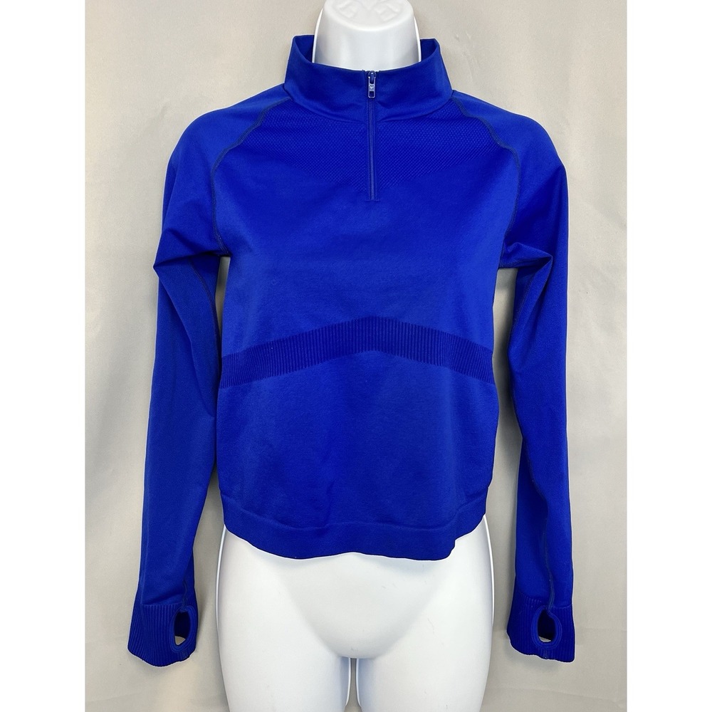 Victoria's Secret Pink  Workout Quarter Zip Top Sz M/‎ L Women's Royal Blue